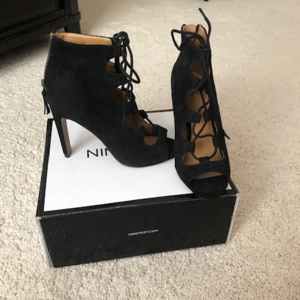 Nine West Black High Heel Stringed Booties